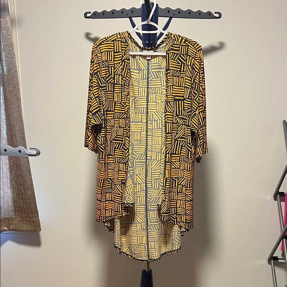 LuLaRoe Yellow and Blue Pattern Kimono